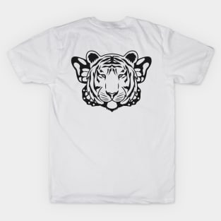 Black and White Tiger and Butterfly T-Shirt